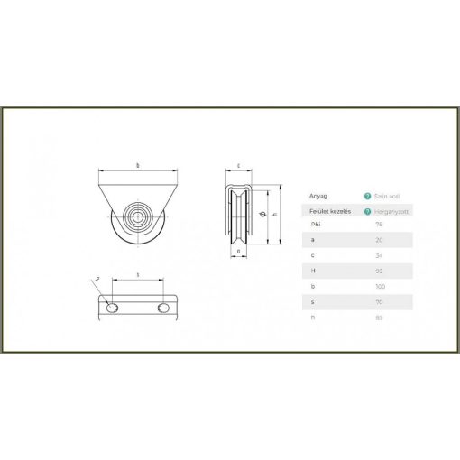 TKTA80Y- Tolókapu görgő, talpas "Y" profil 