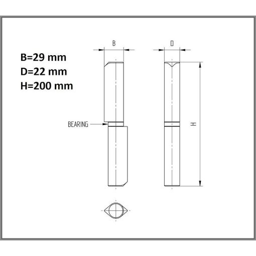 DPCS-200x22 mm – Hegeszthető diópánt, csepp alakú profil(I)