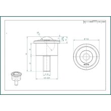 GG-KOT-45-T / Golyósgörgő, menetes szár, peremes, süllyeszthető, krómozott ház, krómozott acélgolyóval, menet M20