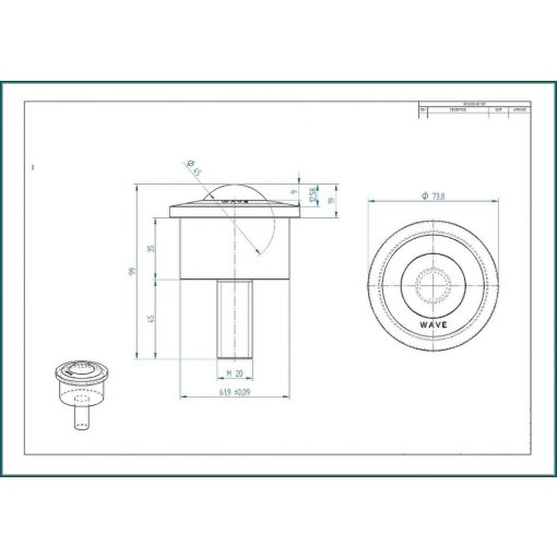 GG-KOT-45-T / Golyósgörgő, menetes szár, peremes, süllyeszthető, krómozott ház, krómozott acélgolyóval, menet M20