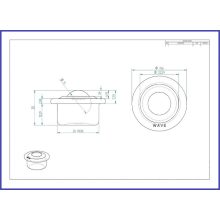 Golyós görgő préselt INOX acéllemez házban, INOX acélgolyóval GG-KU15-I / peremes, süllyeszthető,