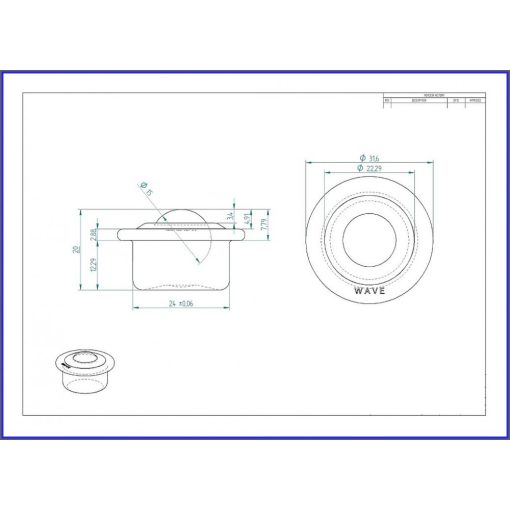 Golyós görgő préselt INOX acéllemez házban, INOX acélgolyóval GG-KU15-I / peremes, süllyeszthető,