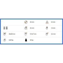 Talpas bútorgörgő, nyommentes szürke futófelület, 40 Kg - BGKPA-SK 40 