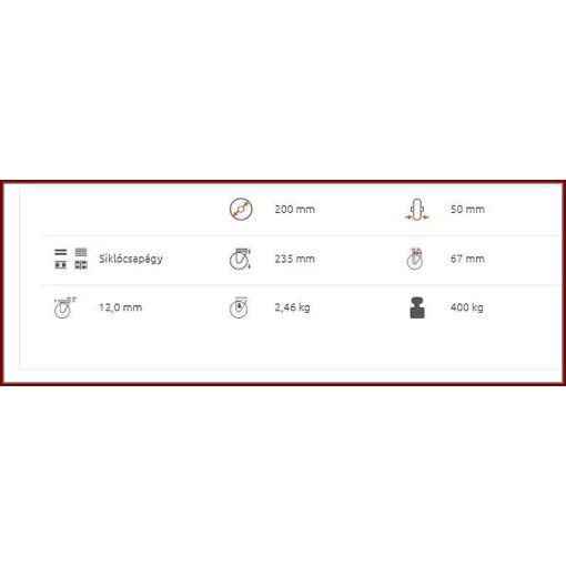 HFS-PAPU 200S-FO / hátfuratos forgó villa, PU futófelület, PA felni, siklócsapágy, 400 Kg