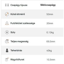 XBOS-TPA 050S-FO / INOX, hátfuratos forgó villa, szürkegumis kerék, siklócsapágy 40 Kg - intézményi kerék
