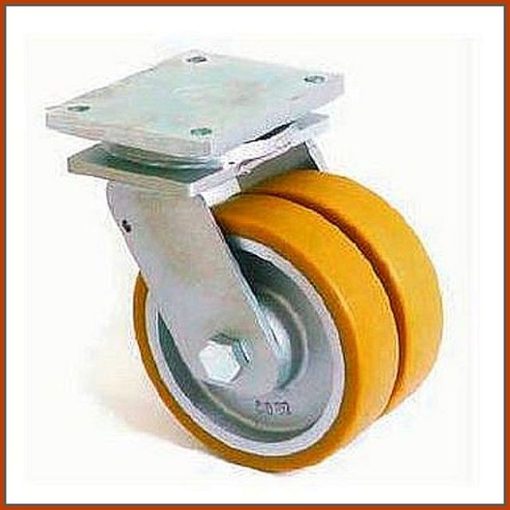 TLHED_DBS 300K_FO / Extra nagy teherbírású ipari kerék, forgó villa, DUPLA kerék, poliuretán futó, 4200 Kg