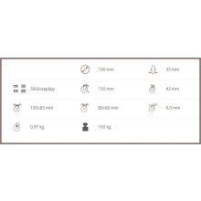 TLSH-TRXTW 100S-FO / PRÉMIUM hőálló kerék, talpas, forgó, siklócsapágy    -50C°/+400 C°   160  Kg sütőipari kerék