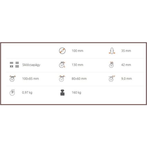 TLSH-TRXTW 100S-FO / PRÉMIUM hőálló kerék, talpas, forgó, siklócsapágy    -50C°/+400 C°   160  Kg sütőipari kerék