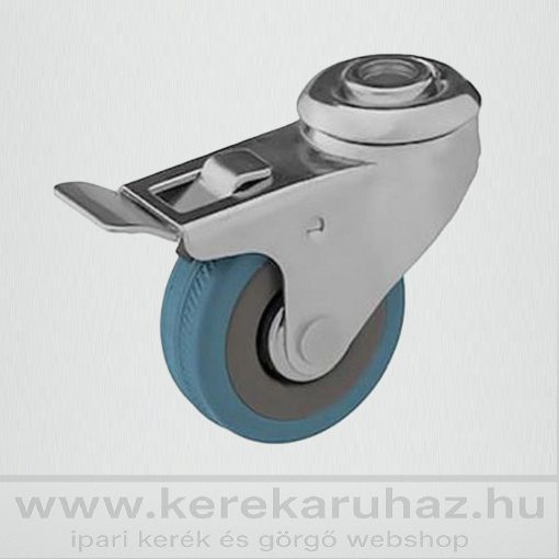 BOS-PG 50S-FE - Intézményi kerék hátfuratos forgóvilla fékkel, kék színű nyommentes gumival. 