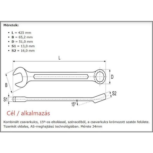 Csillag-Villáskulcs 34mm - Yato00760