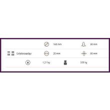 ALGU 160/20 G - alapkerék, alumínium felni, fekete gumi, golyóscsapágy 350 Kg