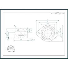 GG-KUA-25-A / Golyósgörgő, TALPAS, préselt acéllemez házban, rögzítő furattal, acélgolyóval