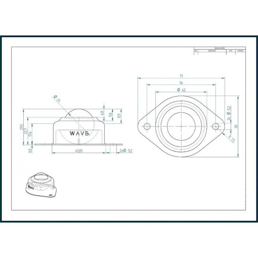 GG-KUA-25-A / Golyósgörgő, TALPAS, préselt acéllemez házban, rögzítő furattal, acélgolyóval