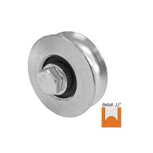 TKTE80U-80 mm tolókapu görgő, tengelyes U profil 