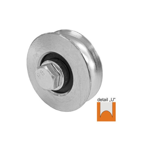 TKTE80U-80 mm tolókapu görgő, tengelyes U profil 