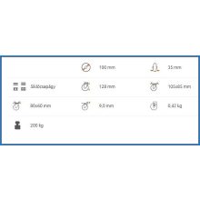 XTLS-POB 100S-FI / INOX talpas fix villa, poliamid kerék, siklócsapágy, 200 Kg