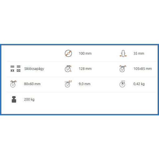 XTLS-POB 100S-FI / INOX talpas fix villa, poliamid kerék, siklócsapágy, 200 Kg