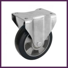 TLM-ALGU 160G-FI / 160 mm ipari kerék fekete elasztikus gumival alumínium felnin, fix talpas