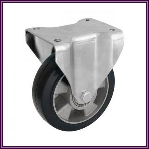 TLM-ALGU 160G-FI / 160 mm ipari kerék fekete elasztikus gumival alumínium felnin, fix talpas