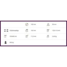 TLM-ALGU 160G-FI / 160 mm ipari kerék fekete elasztikus gumival alumínium felnin, fix talpas