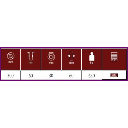 ALGU 300/30G -Fekete gumi futófelületű ipari kerék, alumínium felni, golyóscsapágy, 650 Kg