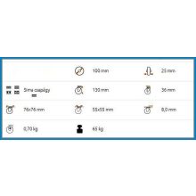 BTL-PG 100-FE / 100 mm talpas, forgó-fékes, szintetikus kék gumi műa.felni siklócsapágy 65 Kg