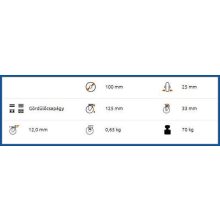 OLS-FEGU 100R-FO hátfuratos forgóvilla 100 mm tömörgumi ipari kerék
