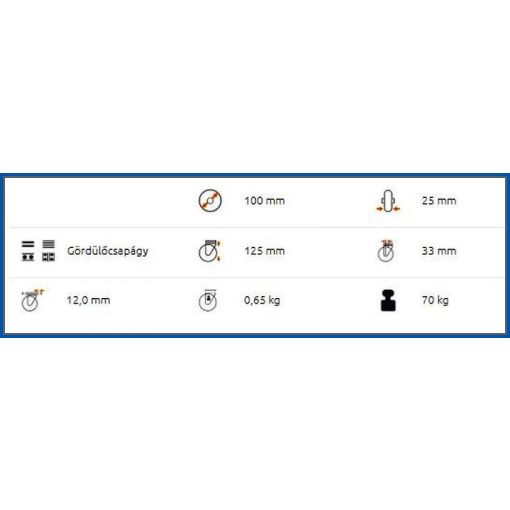 OLS-FEGU 100R-FO hátfuratos forgóvilla 100 mm tömörgumi ipari kerék
