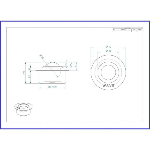 GG-KU22-I / peremes, süllyeszthető, golyósgörgő préselt INOX acéllemez házban, INOX acélgolyóval