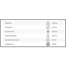 LEGU-376/120/30G – Gumi futófelület, hegesztett acél felni, golyóscsapágy, 1380 Kg