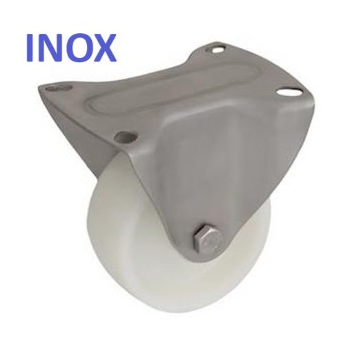 XTLS-POB 080S-FI / INOX talpas fix villa, poliamid kerék, siklócsapágy, 200 Kg