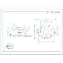 GG-KUA-15-AP / Golyós görgő, TALPAS, préselt acéllemez házban, rögzítő furattal, műanyag golyóval