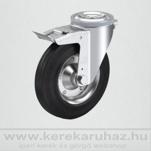   OLS-FEGU 200R-FE / hátfuratos forgó-fékes villa, feketegumis fémfelnis tűgőrgős 230 Kg - ipari kerék