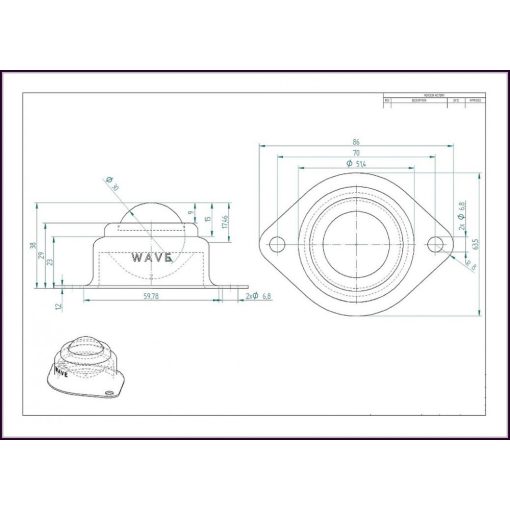 GG-KUA-30-AP / Golyósgörgő, TALPAS, préselt acéllemez házban, rögzítő furattal, műanyag golyóval