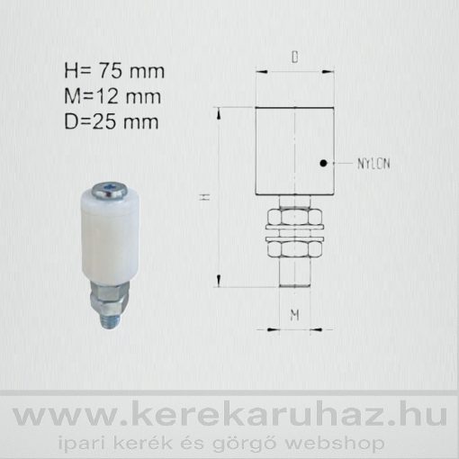 TKTG25X40- tolókapu támasztógörgő,poliamid M12