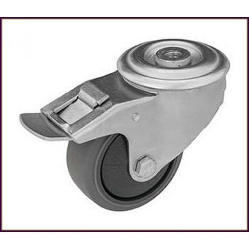 BOSE-WTE 080G1-FE - Hátfuratos forgó-fékes villa,kerék nyommentes szürke futófelület, golyóscsapágy. 90 Kg
