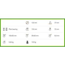 TLS-PPA 125S-FO / talpas forgó poliamid, siklócsapágy 150 Kg, ipari kerék