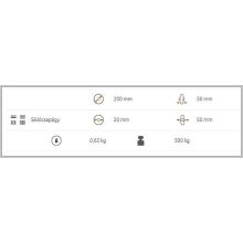 PA 200/20S - poliamid alapkerék, siklócsapágy 500 Kg