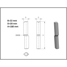 DPCS-180x20 mm – Hegeszthető diópánt, csepp alakú profil (I)