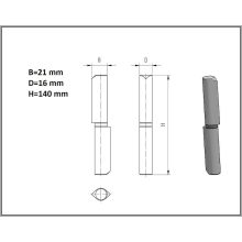 DPCS-140x16 mm – Hegeszthető diópánt, csepp alakú profil (I)