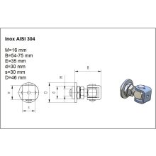 AFAX M16-INOX állítható forgáspont kör lappal kapuhoz.