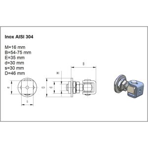 AFAX M16-INOX állítható forgáspont kör lappal kapuhoz.