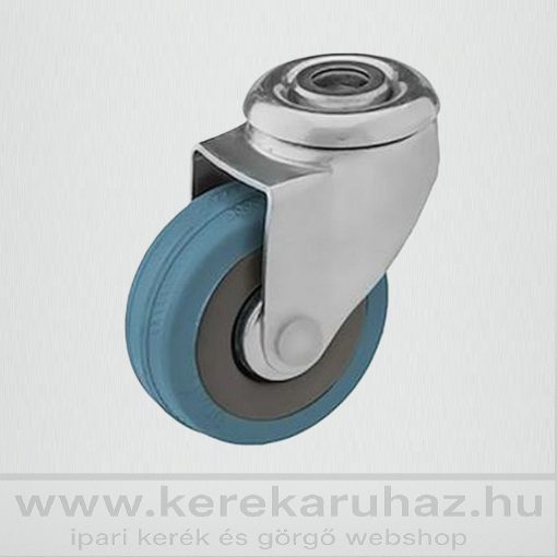 BOS-PG 50S-FO -Intézményi kerék hátfuratos forgóvilla, kék színű nyommentes gumival.