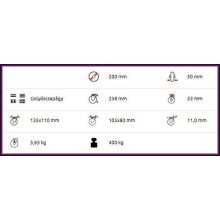 TLM-ALGU 200G-FE / Elasztikus fekete gumis ipari kerék golyóscsapággyal, alumínium felnivel, talpas forgó-fékes villa. forgóvillás kerék, önbeálló kerék, forgózsámolyos kerék, forgó kerék, 