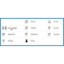 BTL-PG 075-FO / Intézményi kerék, önbeálló talpas villa, kék nyommentes gumival. - forgóvillás kerék, önbeálló kerék, forgózsámolyos kerék, forgó kerék, kisbútor kerék, műszerkocsi kerék.