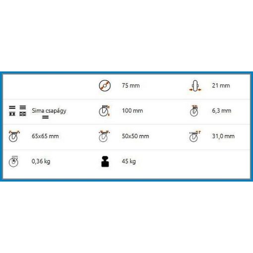 BTL-PG 075-FO / Intézményi kerék, önbeálló talpas villa, kék nyommentes gumival. - forgóvillás kerék, önbeálló kerék, forgózsámolyos kerék, forgó kerék, kisbútor kerék, műszerkocsi kerék.