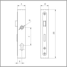 Kapuzár komplett (tok+zár) 40x40 mm-es zártszelvényhez, behegesztős