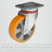 TLH-ALPU 200G-FO / 800 Kg teherbírású forgóvillás nagy teherbírású ipari kerék, poliuretán futófelület, alumínium felni, golyóscsapágy, 800 Kg  