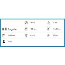 BTL-PG 075-FI / Intézményi kerék, fixvillás talpas, kék nyommentes gumi.
