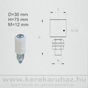   TKTG30X40- tolókapu támasztógörgő 30*40 mm fehér vagy fekete, M12